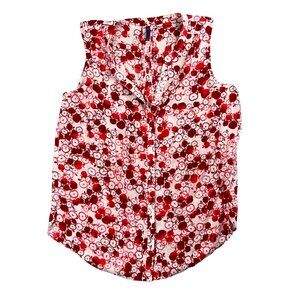 NYDJ Women’s Floral Red Sleeveless Button Tank Top Size Small
